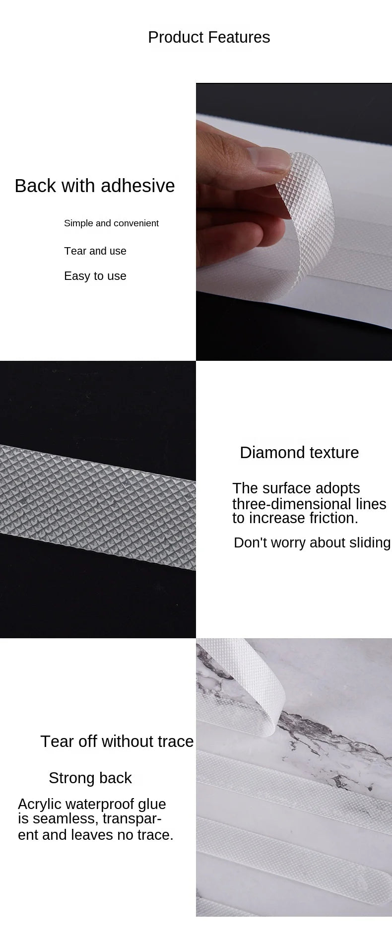 6/12PCS Bathroom Slip Transparent Non-Slip Tape Anti-Slip Strips Shower Stickers Square Round Flower Shaped Antiskid Sticker