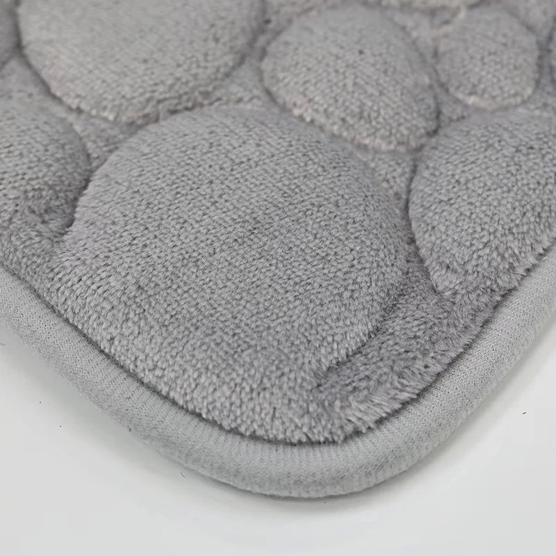3pcs/Set Solid Color Simple Bathroom Water-absorbing and Non-slip Floor Mat Stone Pattern, Comfortable and Soft, Three-piece Set