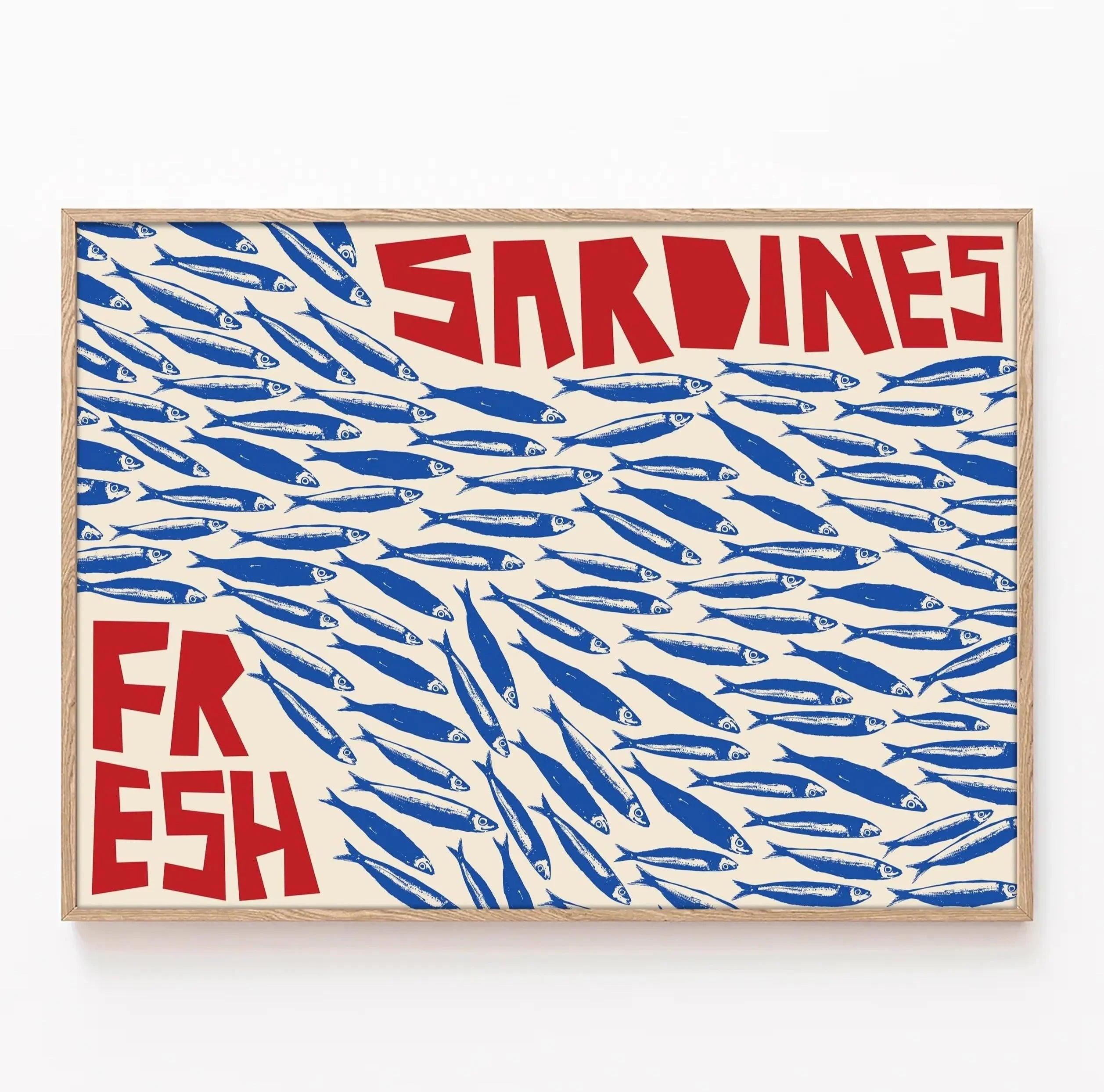 Pink Canned Sardines Canvas Print Sardine Fisherman Aesthetic Wall Art Poster for Modern Living Room Kitchen Home Decor Gifts