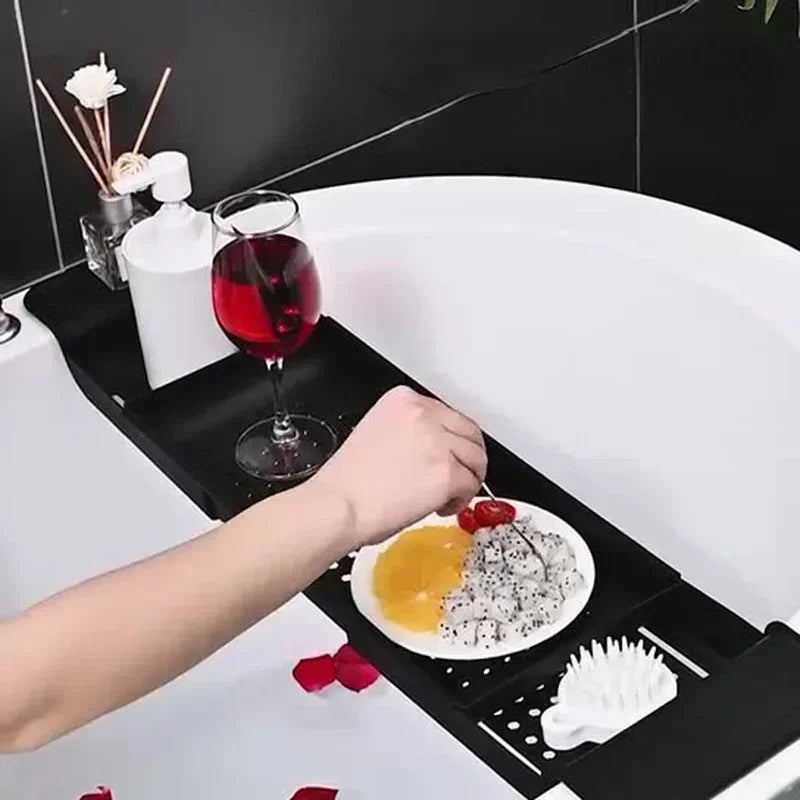 Bathroom Portable Tools Bathtub Shelf Extendable Bathtub Tray Shower Caddy Bamboo Bath Tub Rack Towel Holder Storage Organizer