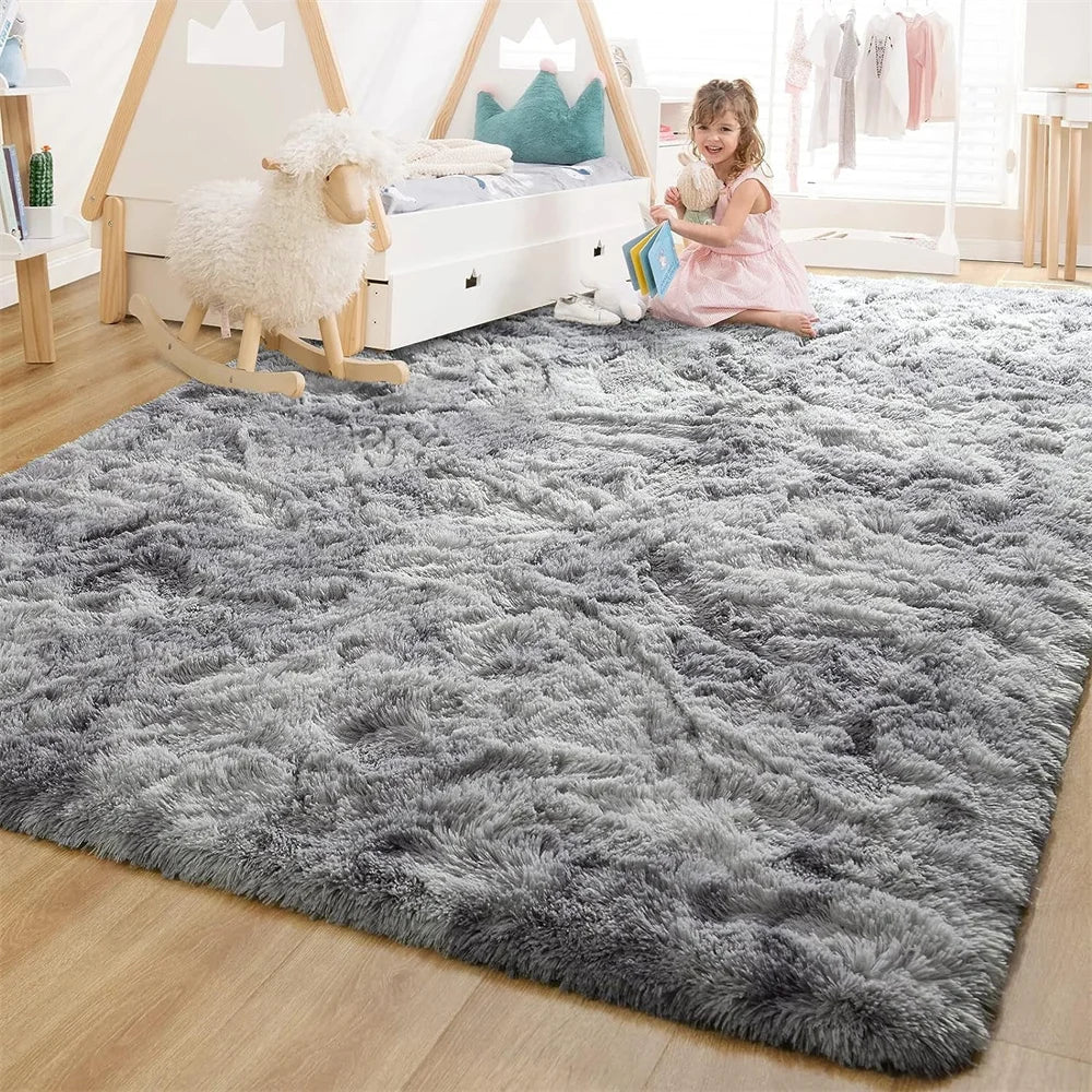 Area Rug for Living Room,Brochao 5ft x 8ft Ultra Shag Area Rug Fluffy Rug Soft Fuzzy Non-Slip Carpet Mat for Home Decor Grey
