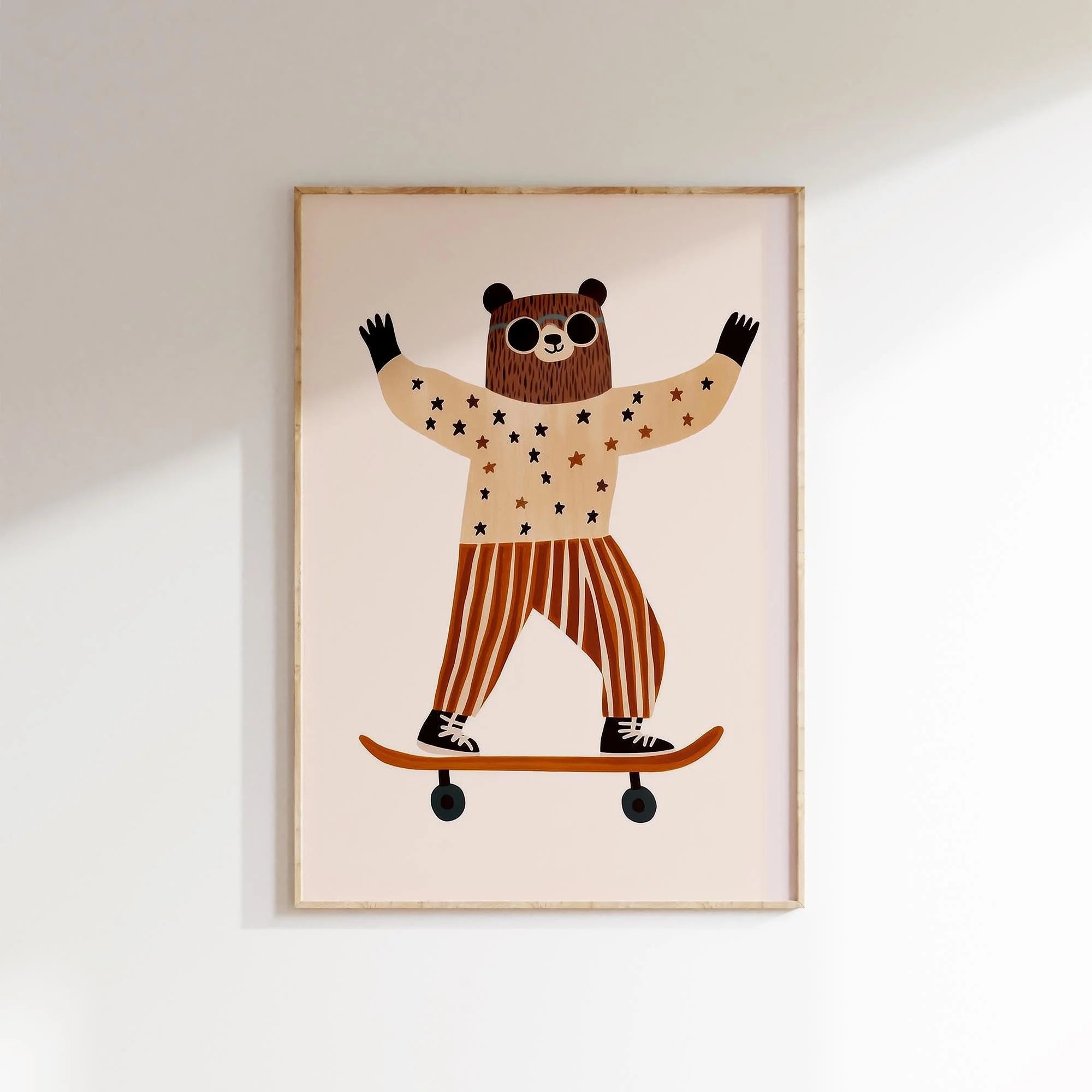 Cute Skateboard Dog Dachshund Canvas Prints Poster Cartoon Funny Animal Art Prints Bedroom Nursery Wall Art Home Decor Poster