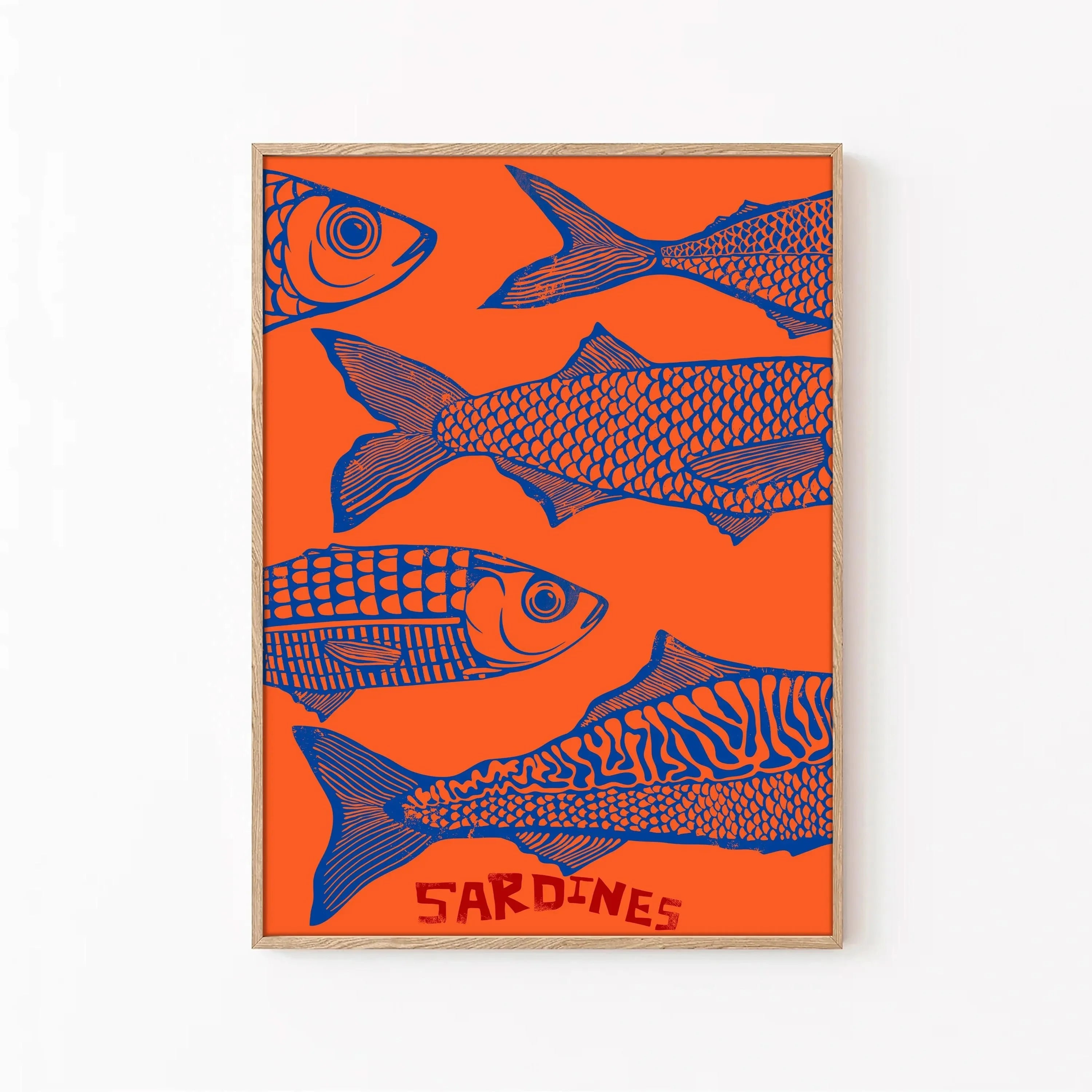 Pink Canned Sardines Canvas Print Sardine Fisherman Aesthetic Wall Art Poster for Modern Living Room Kitchen Home Decor Gifts