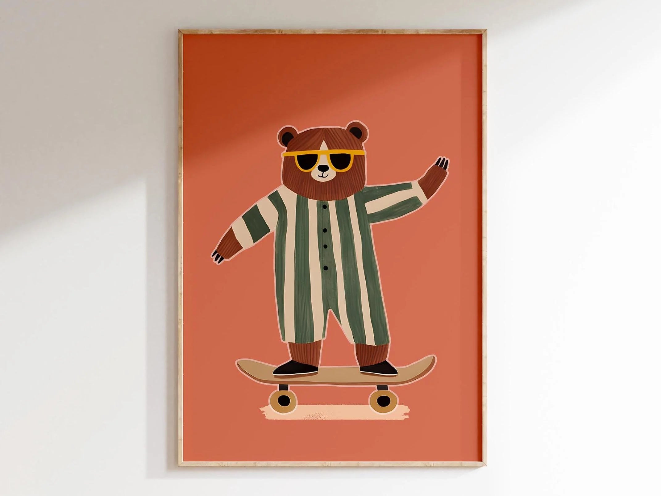 Cute Skateboard Dog Dachshund Canvas Prints Poster Cartoon Funny Animal Art Prints Bedroom Nursery Wall Art Home Decor Poster