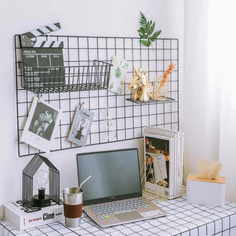 Grid Photo Wall Accessories Hanging Basket Wrought Iron Wall Decoration Creative Wall Decorations Hanging Decoration Wall Indoor