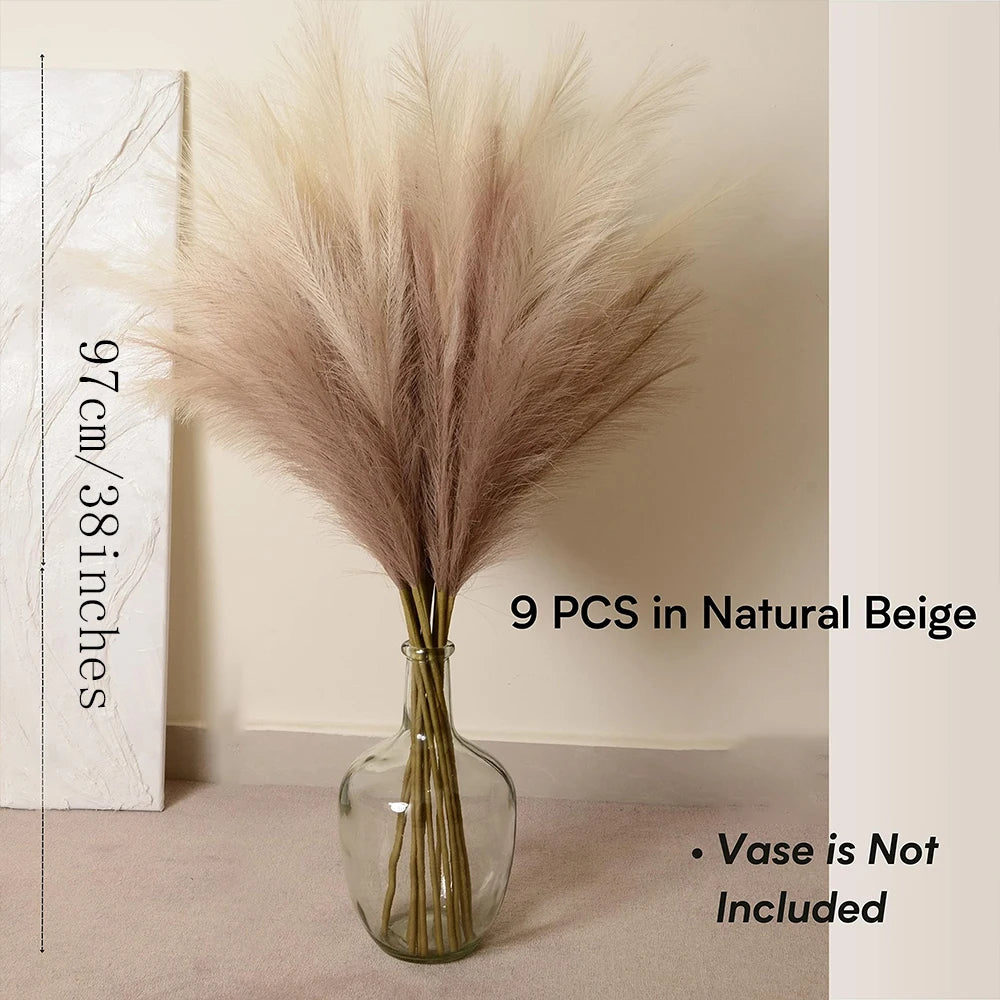Large Artificial Pampas Grass 97cm Fake Pampas Floral Branches Boho Farmhouse Room Wedding Decor Christmas Halloween Decoration