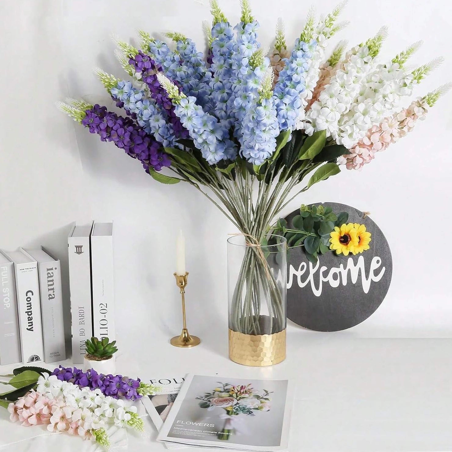 5pcs Artificial Flowers Shyacinth Rattan Home Living Room Wedding Celebration Outdoor Garden Wall Gift Box Decor Diy Accessories