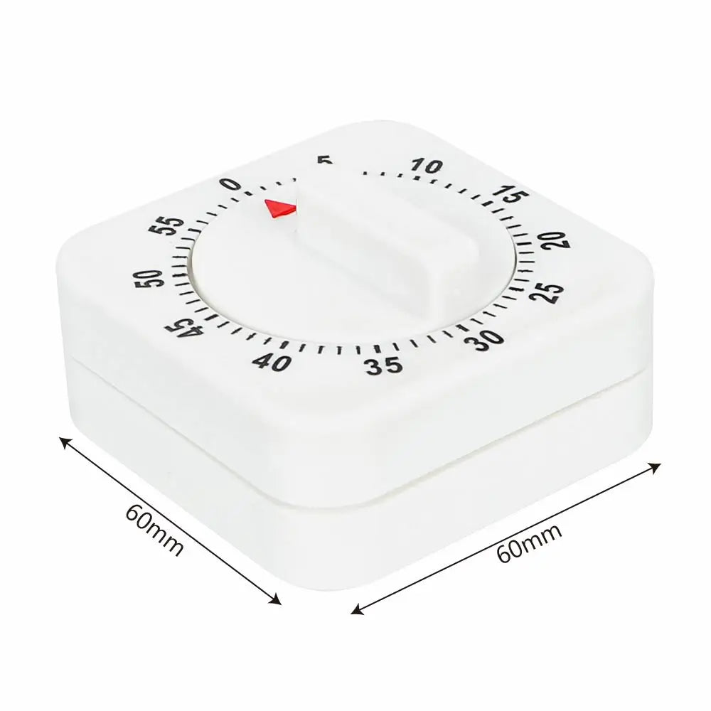 HILIFE Practical 60 Minutes Kitchen Timer Cooking Tools White Square Mechanical Timer Countdown Alarm Reminder