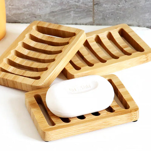 1 Pc Bamboo Soap Dish, Wood Bar Soap Holder for Shower, Trays Self Draining, Soap Saver for Shower Bathroom Kitchen