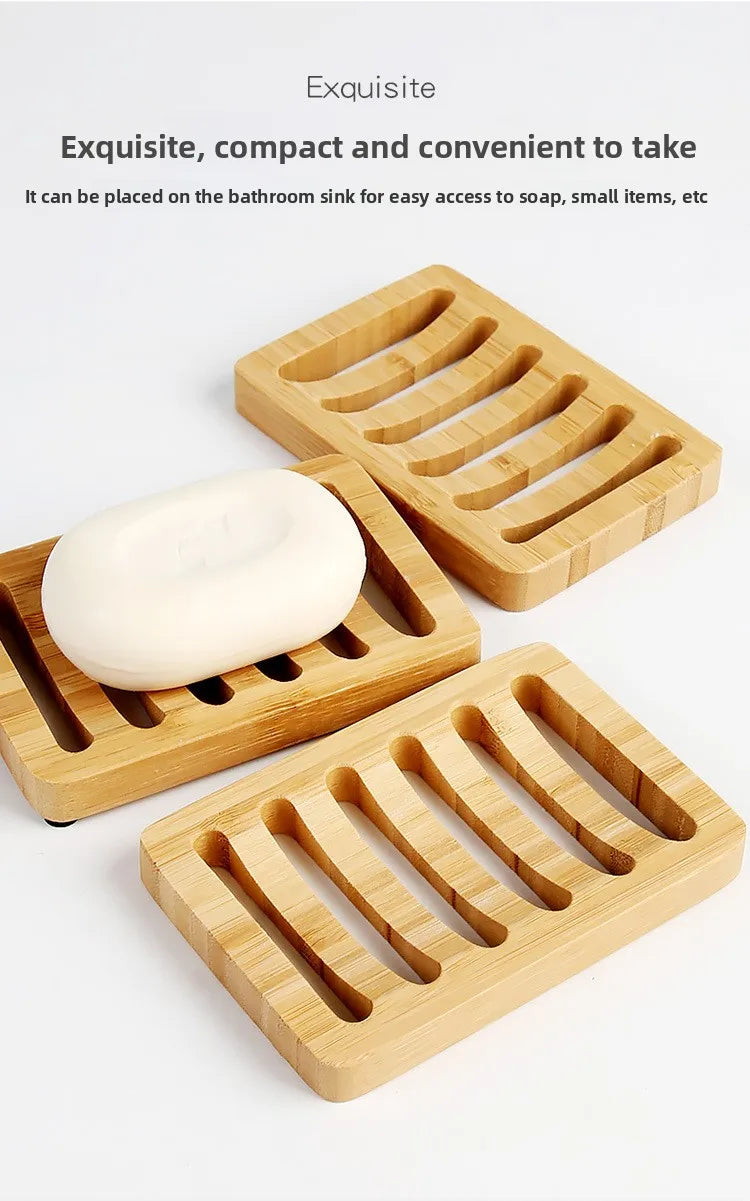 1 Pc Bamboo Soap Dish, Wood Bar Soap Holder for Shower, Trays Self Draining, Soap Saver for Shower Bathroom Kitchen