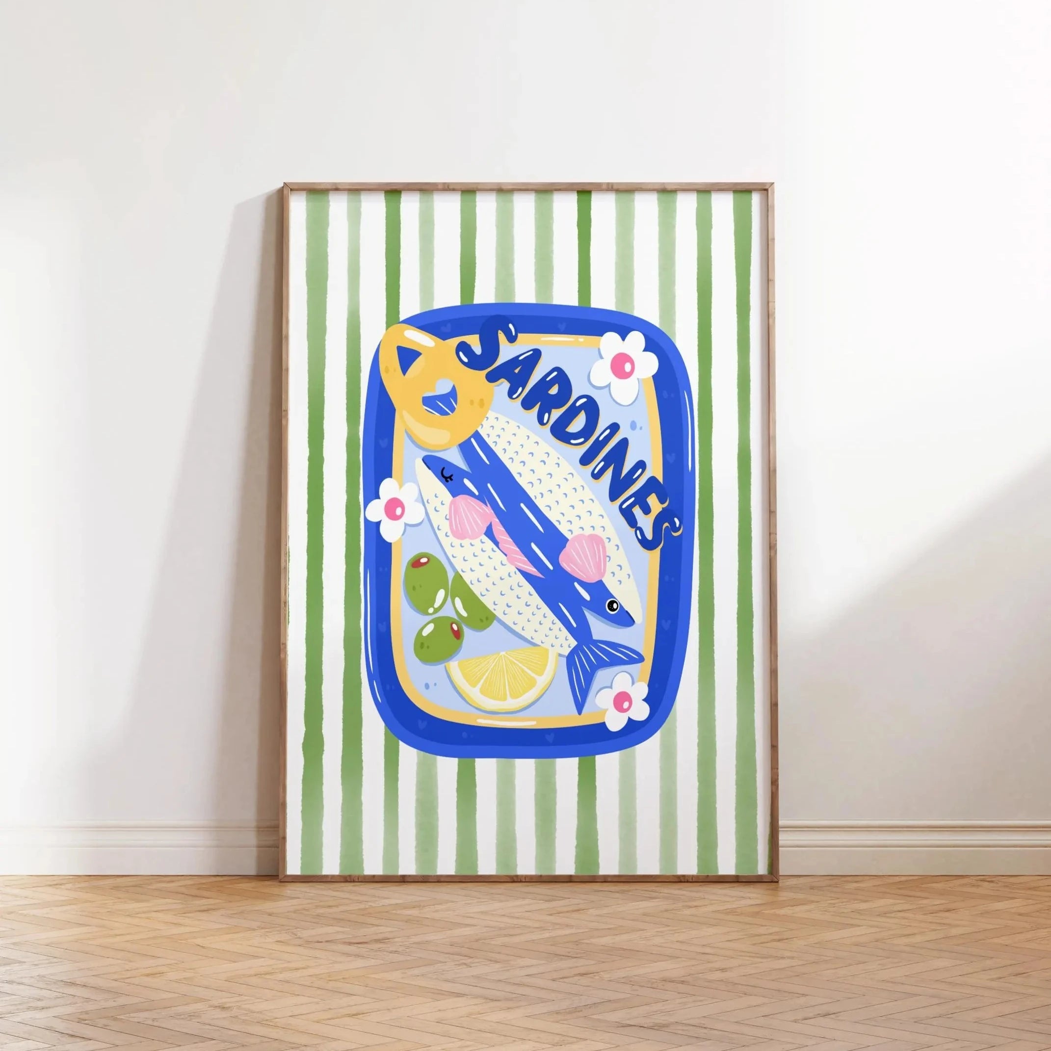 Pink Canned Sardines Canvas Print Sardine Fisherman Aesthetic Wall Art Poster for Modern Living Room Kitchen Home Decor Gifts