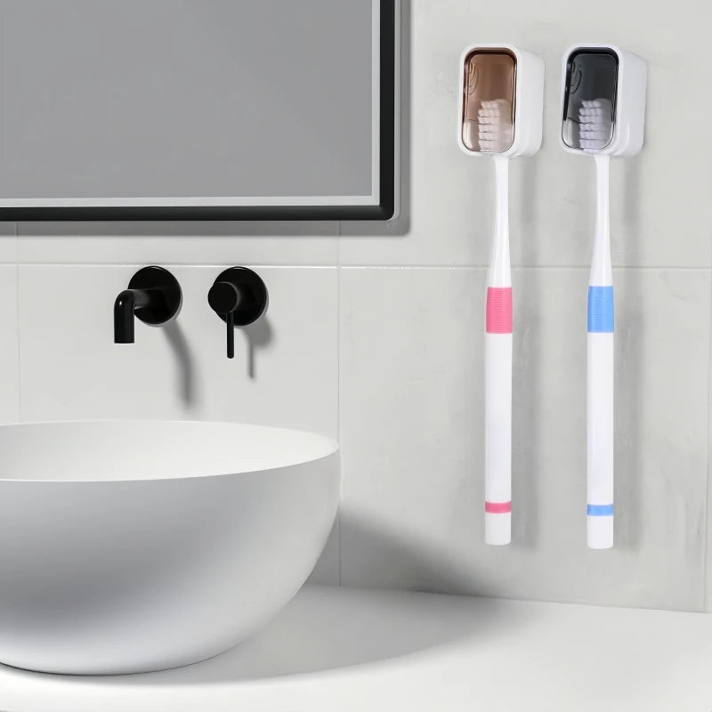 2/3/4PCS Toothbrush Holder Wall-mounted Punch-free Toothbrush Rack Dustproof Bathroom Electric  Toothbrush Organizer
