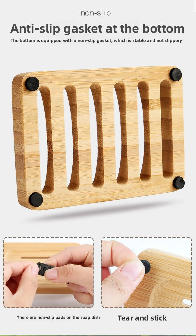 1 Pc Bamboo Soap Dish, Wood Bar Soap Holder for Shower, Trays Self Draining, Soap Saver for Shower Bathroom Kitchen