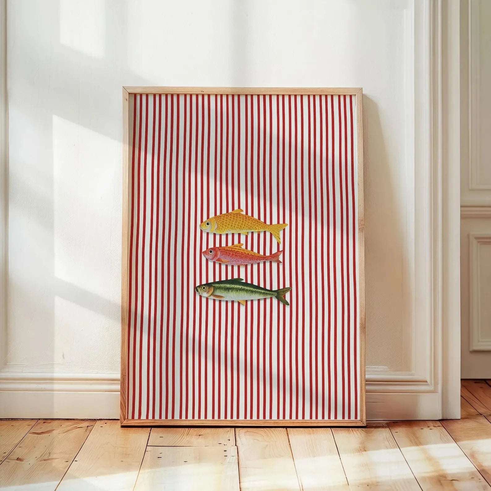 Pink Canned Sardines Canvas Print Sardine Fisherman Aesthetic Wall Art Poster for Modern Living Room Kitchen Home Decor Gifts