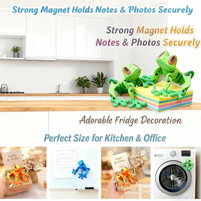 3D Printed Magnetic Articulated Frog Fidget Toy Cute Flexi Animal Model Fridge Magnet Stress Relief Sensory Gift Desktop Decor