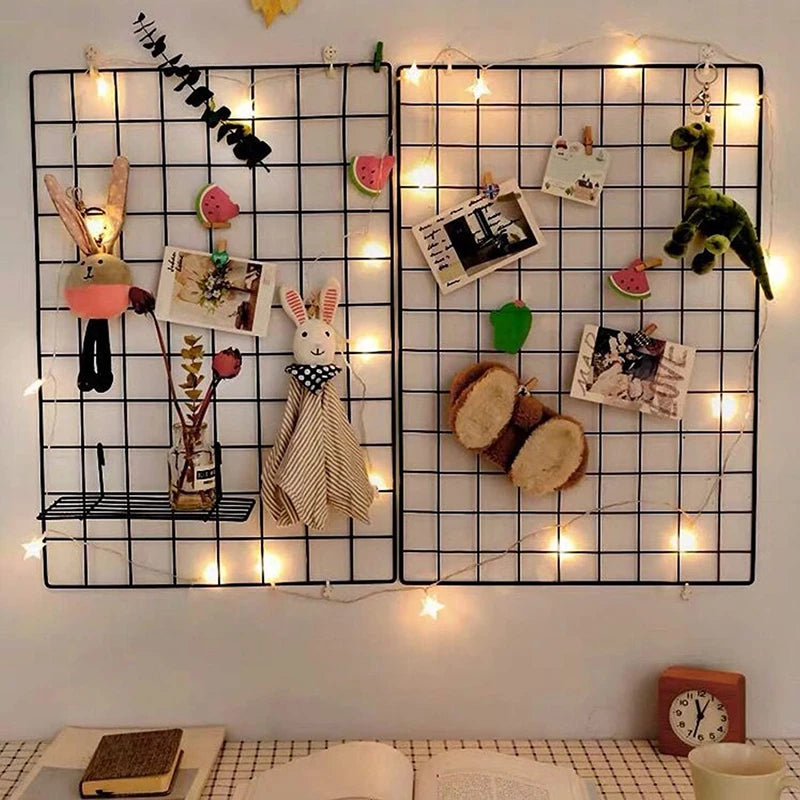 Grid Photo Wall Accessories Hanging Basket Wrought Iron Wall Decoration Creative Wall Decorations Hanging Decoration Wall Indoor