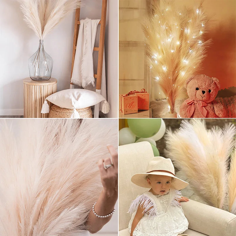 Large Artificial Pampas Grass 97cm Fake Pampas Floral Branches Boho Farmhouse Room Wedding Decor Christmas Halloween Decoration