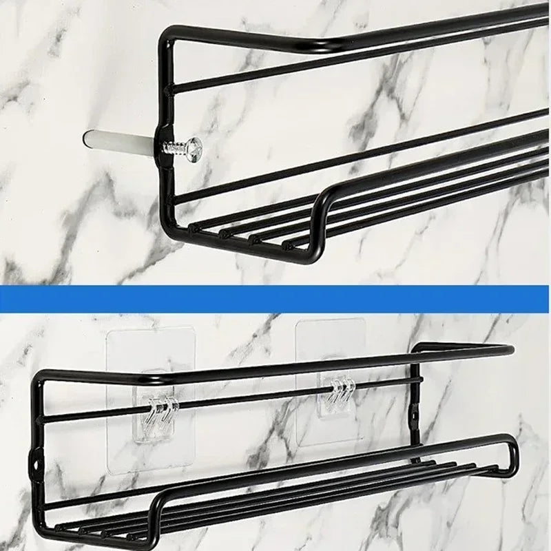 2Pcs Kitchen Organizer Metal Hanging Racks for Home Restaurant Wall-Mounted Seasoning Shelf Spice Storage Rack Shelf Organizer