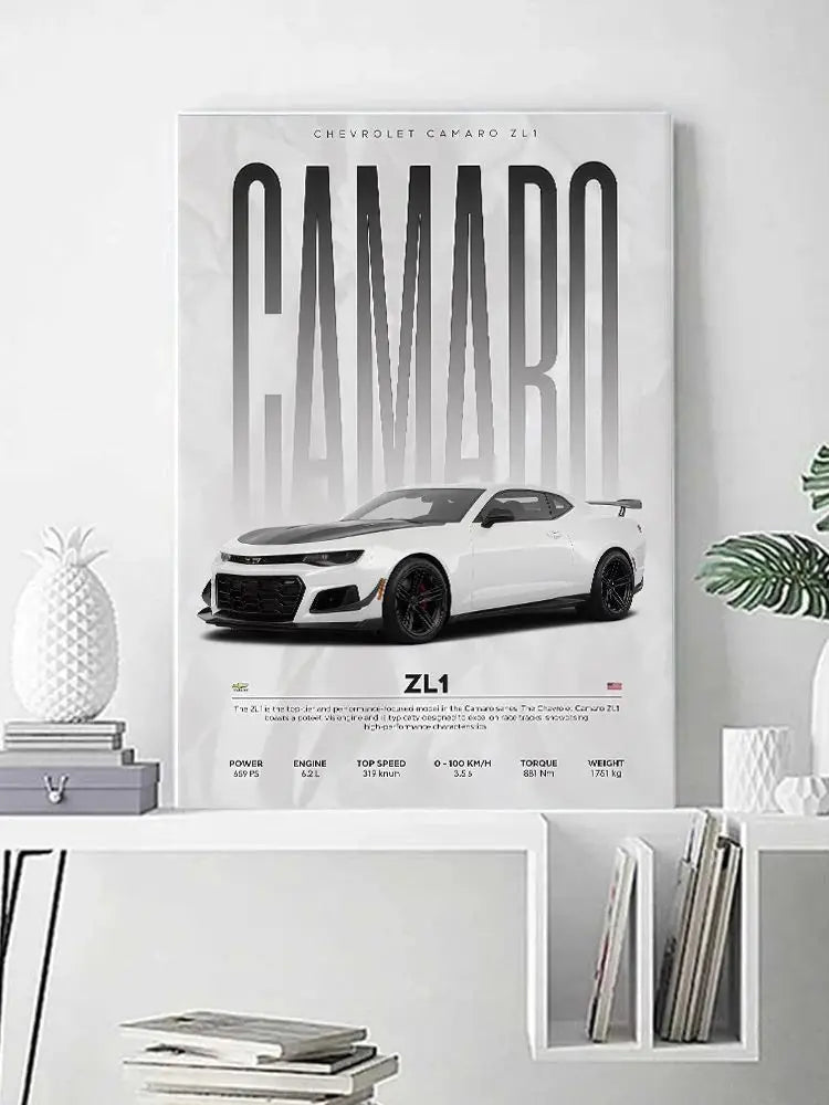 Modern Famous Cars W16 750S Canvas Painting Wall Art Fashion Luxury Sports Car Poster Prints For Living Room Home Decor Gift