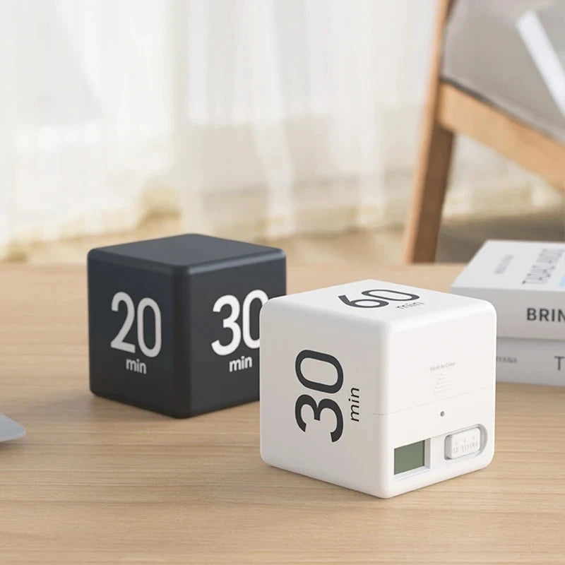 Productivity Cube Timer Gravity Sensor Flipping LED Display 4 Preset Time Dual Modes Countdown Cooking Study Mini Digital Timer