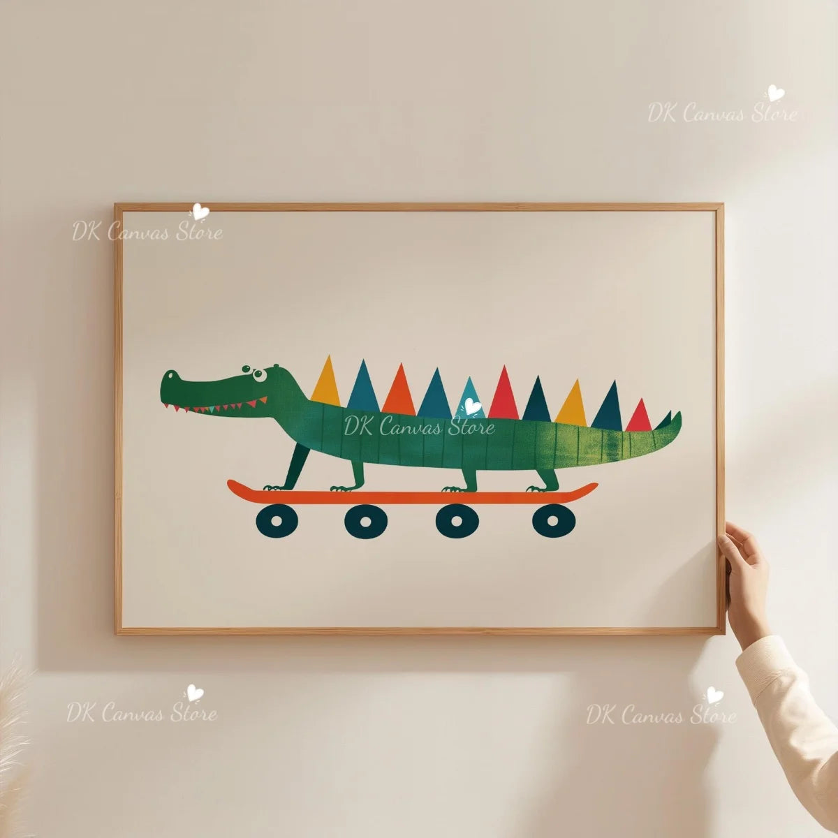 Cute Skateboard Dog Dachshund Canvas Prints Poster Cartoon Funny Animal Art Prints Bedroom Nursery Wall Art Home Decor Poster
