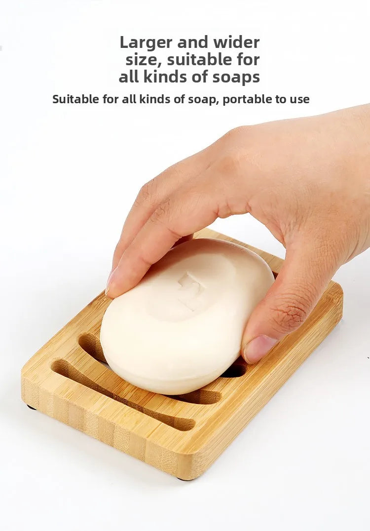 1 Pc Bamboo Soap Dish, Wood Bar Soap Holder for Shower, Trays Self Draining, Soap Saver for Shower Bathroom Kitchen