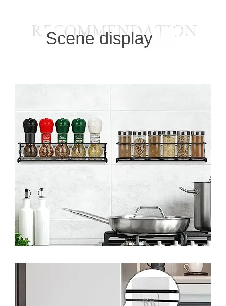 2Pcs Kitchen Organizer Metal Hanging Racks for Home Restaurant Wall-Mounted Seasoning Shelf Spice Storage Rack Shelf Organizer