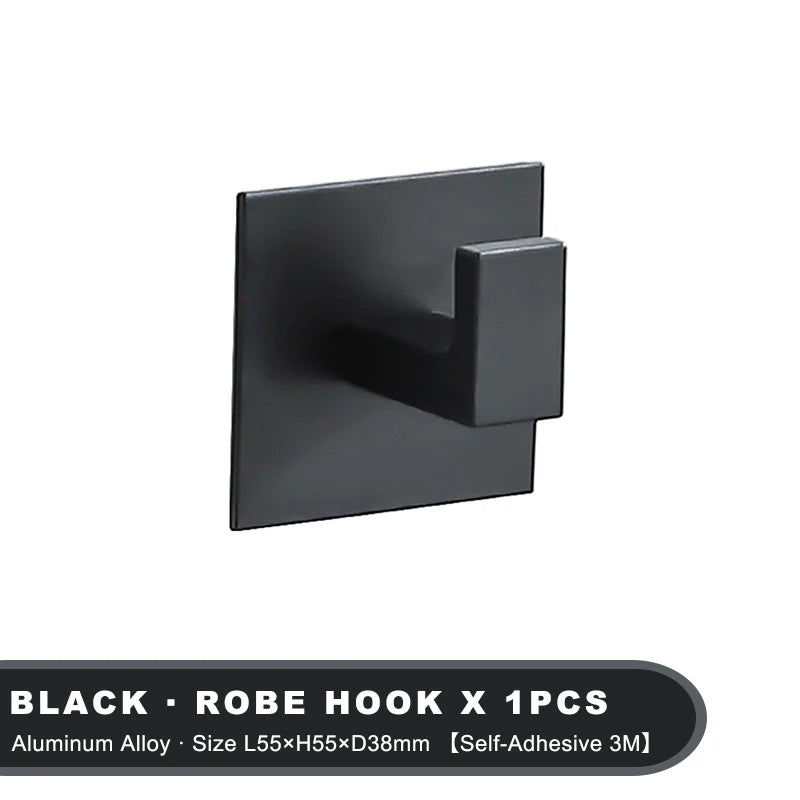 Black Self-Adhesive Wall Hooks For Hanging Keys Clothes Hanger Door Metal Robe Hook Coat Rack Towel Holder Bathroom Accessories