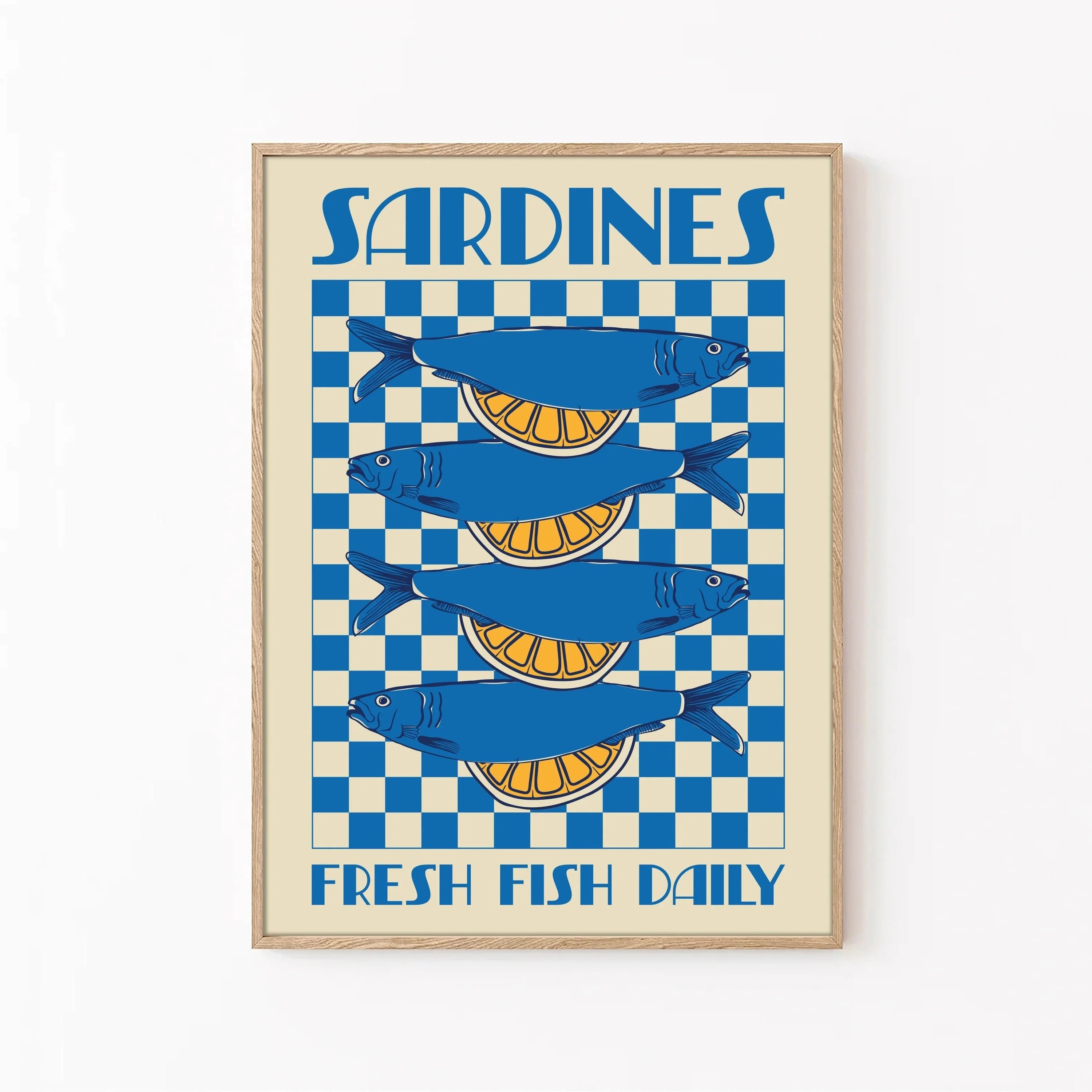 Pink Canned Sardines Canvas Print Sardine Fisherman Aesthetic Wall Art Poster for Modern Living Room Kitchen Home Decor Gifts