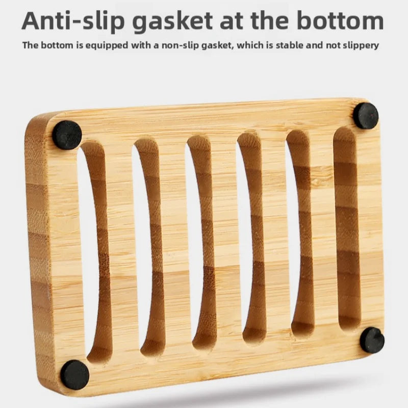 1 Pc Bamboo Soap Dish, Wood Bar Soap Holder for Shower, Trays Self Draining, Soap Saver for Shower Bathroom Kitchen