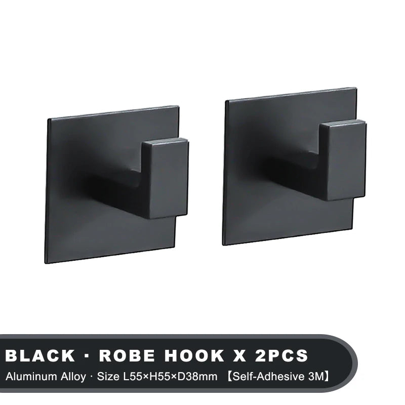 Black Self-Adhesive Wall Hooks For Hanging Keys Clothes Hanger Door Metal Robe Hook Coat Rack Towel Holder Bathroom Accessories