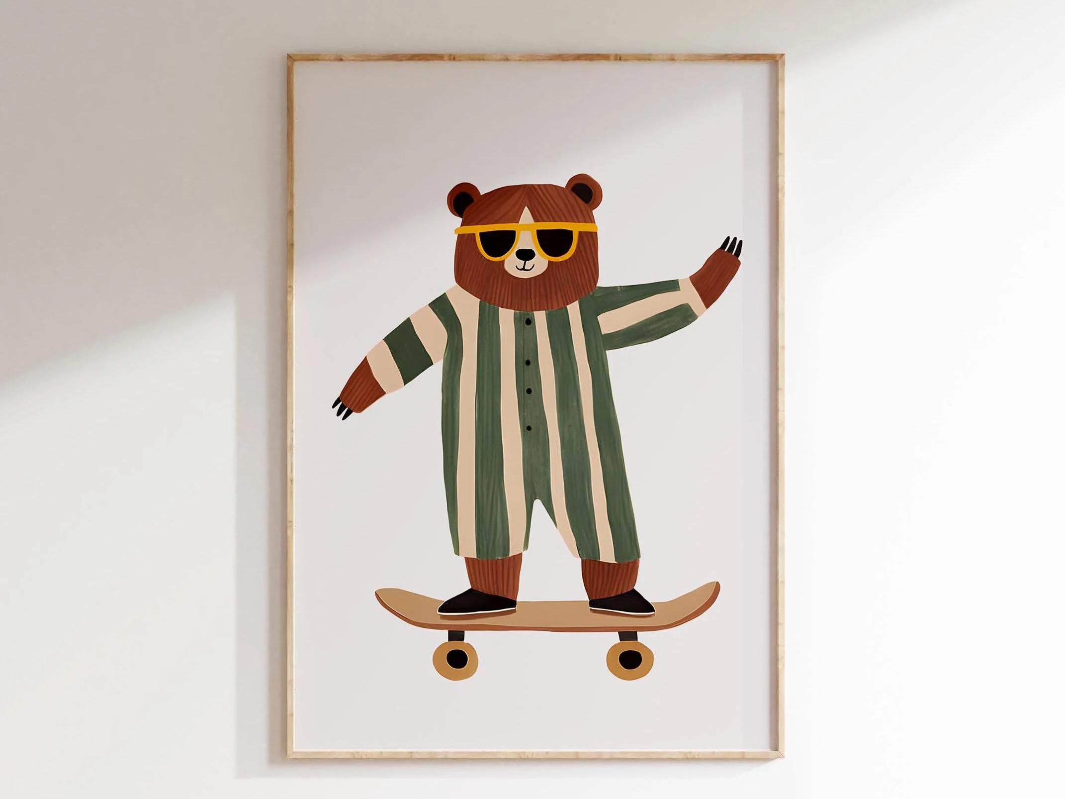 Cute Skateboard Dog Dachshund Canvas Prints Poster Cartoon Funny Animal Art Prints Bedroom Nursery Wall Art Home Decor Poster