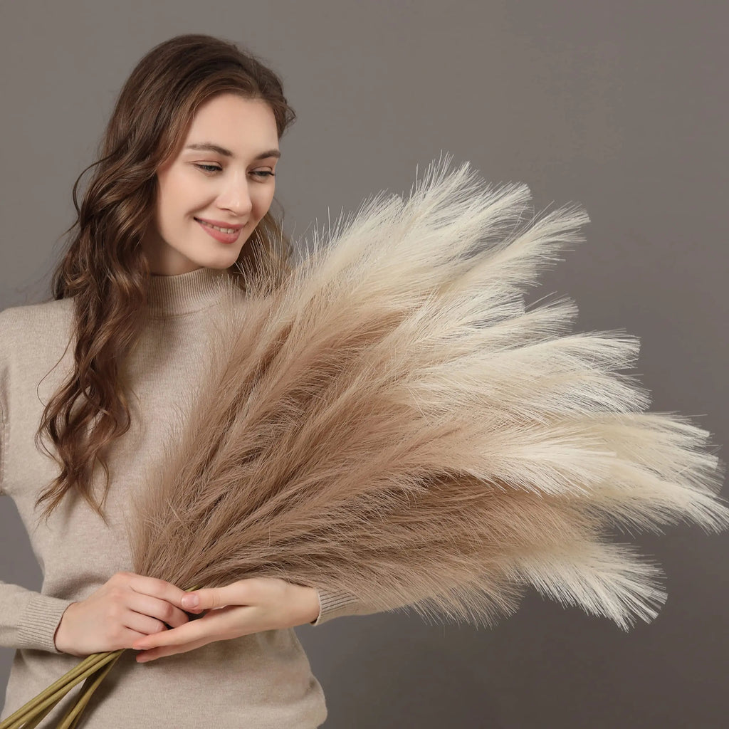 Large Artificial Pampas Grass 97cm Fake Pampas Floral Branches Boho Farmhouse Room Wedding Decor Christmas Halloween Decoration