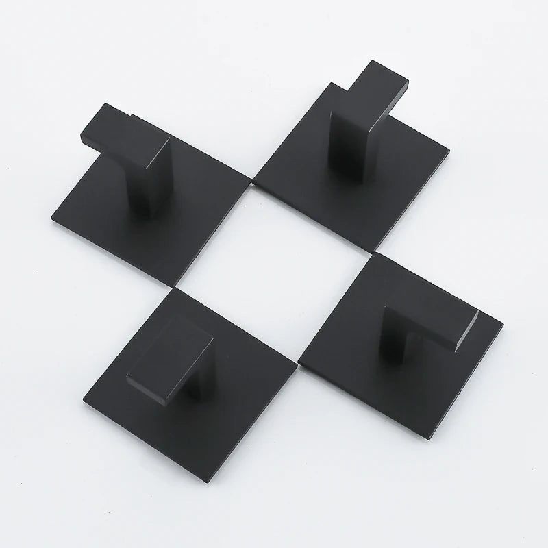 Black Self-Adhesive Wall Hooks For Hanging Keys Clothes Hanger Door Metal Robe Hook Coat Rack Towel Holder Bathroom Accessories