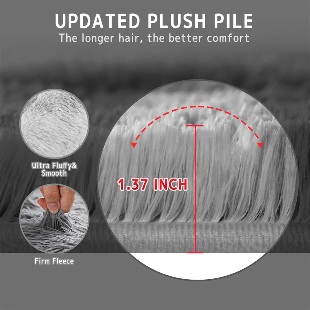 Area Rug for Living Room,Brochao 5ft x 8ft Ultra Shag Area Rug Fluffy Rug Soft Fuzzy Non-Slip Carpet Mat for Home Decor Grey