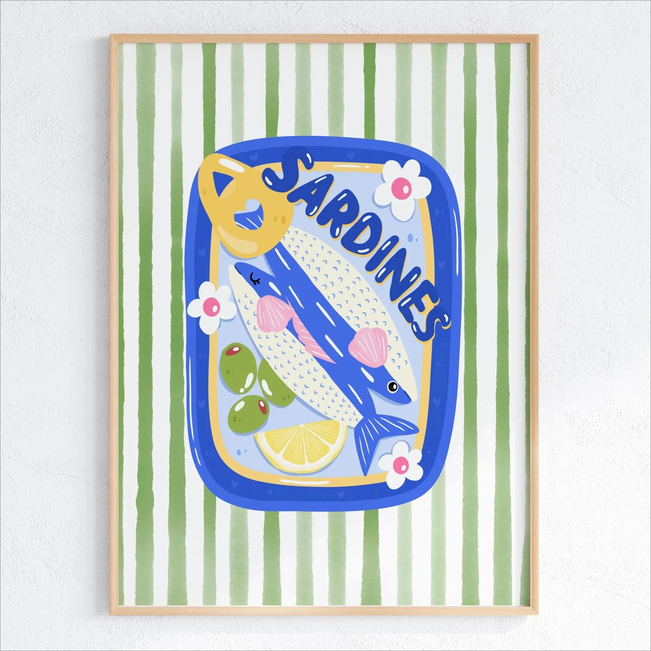 Pink Canned Sardines Canvas Print Sardine Fisherman Aesthetic Wall Art Poster for Modern Living Room Kitchen Home Decor Gifts