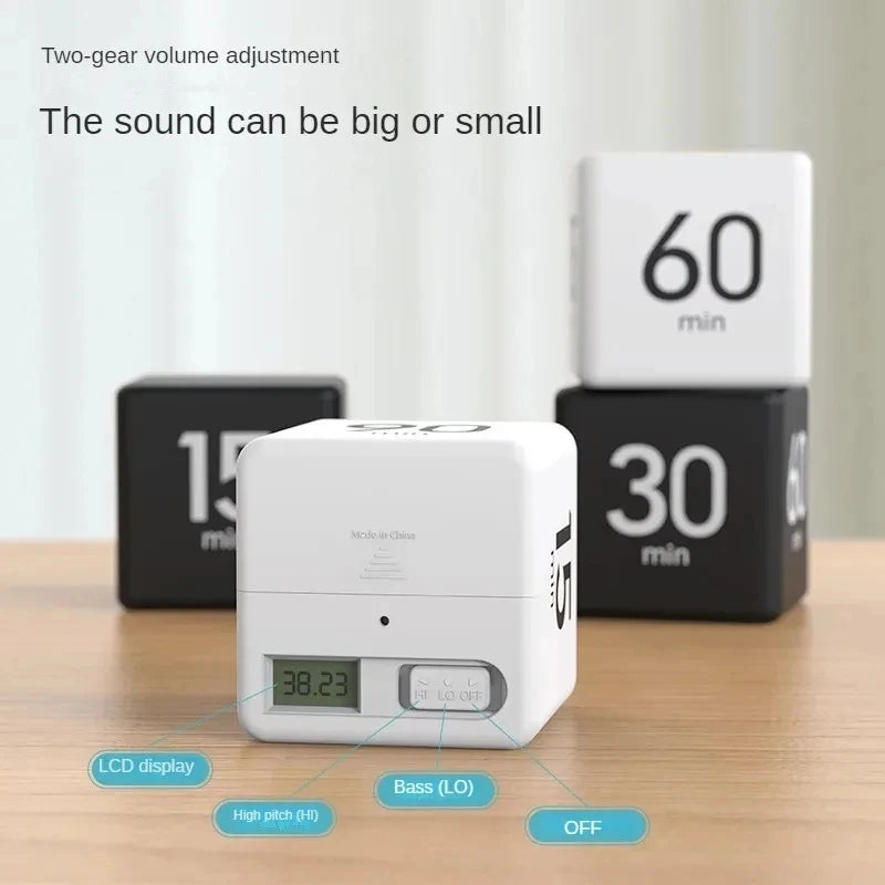 Productivity Cube Timer Gravity Sensor Flipping LED Display 4 Preset Time Dual Modes Countdown Cooking Study Mini Digital Timer
