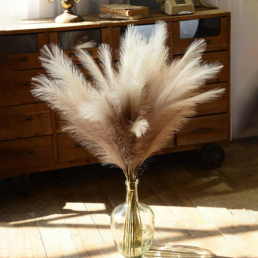 Large Artificial Pampas Grass 97cm Fake Pampas Floral Branches Boho Farmhouse Room Wedding Decor Christmas Halloween Decoration