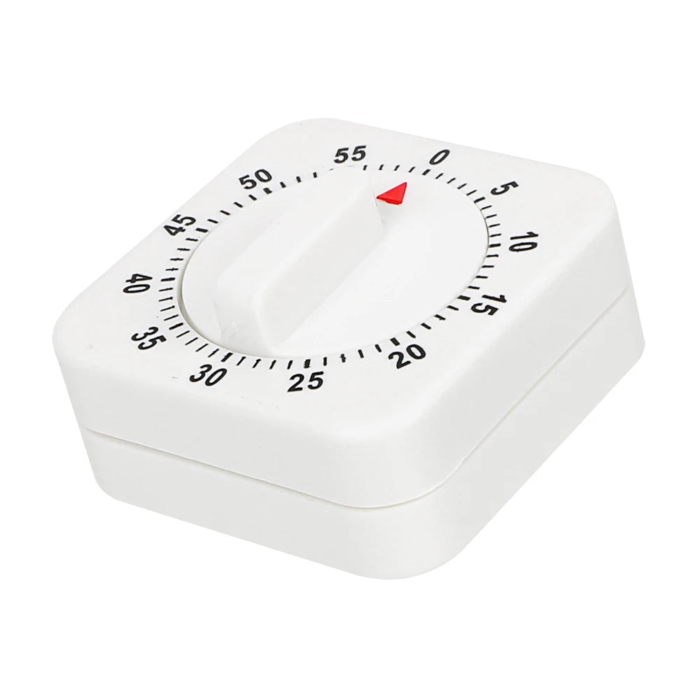 HILIFE Practical 60 Minutes Kitchen Timer Cooking Tools White Square Mechanical Timer Countdown Alarm Reminder