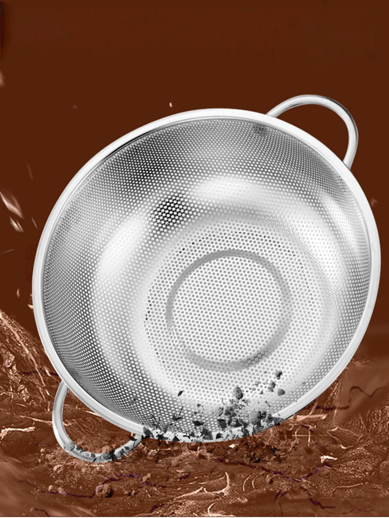 All Purpose Stainless Steel Fine Mesh Strainer Net Baskets with Handles Resting Base Colander Set Kitchen Supplies