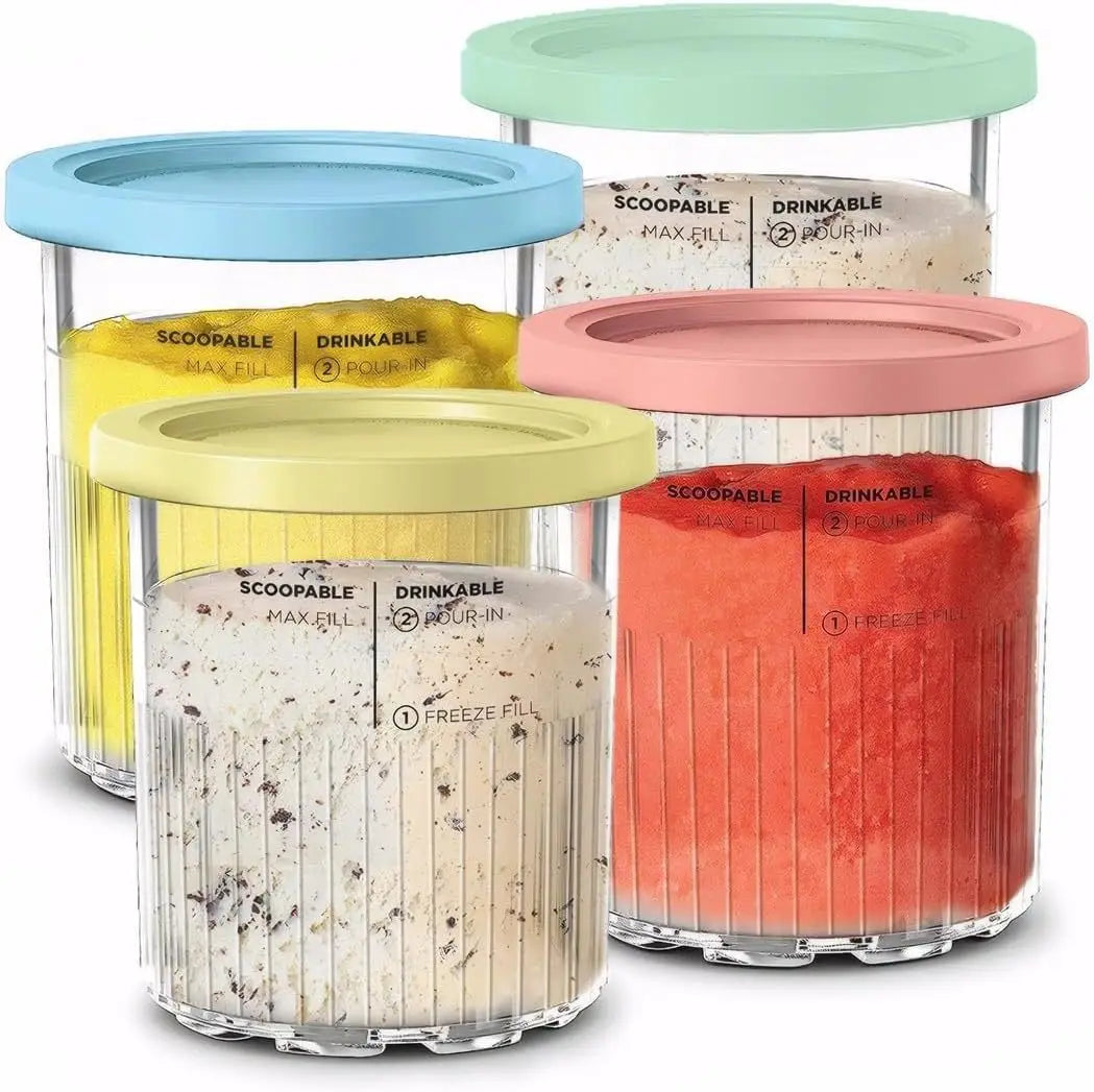 Containers Replacement for Ninja Creami Deluxe Pints Lids Creamy Ice Cream Containers Cups Set Family Size Compatible