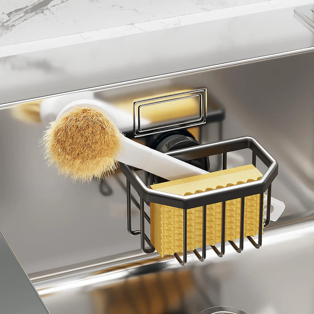 TAILI Sponge Holder with Strong Suction Cup, Dish Sponge Holder Inside Sink Removable, Rustproof Aluminum for Sponges, Brushes