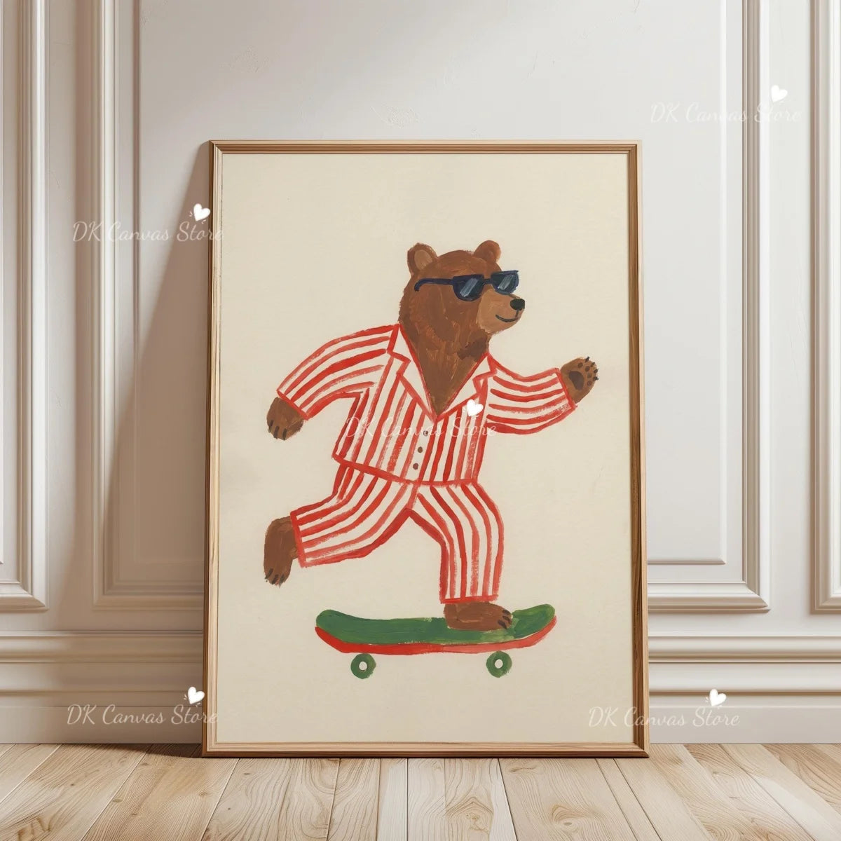 Cute Skateboard Dog Dachshund Canvas Prints Poster Cartoon Funny Animal Art Prints Bedroom Nursery Wall Art Home Decor Poster