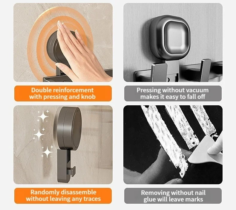 No Drill Suction Cup Suction Bathroom Rack Bathroom Shelf Toilet Space Aluminum Hanging Rack Bathroom Organizer Hang On The Wall