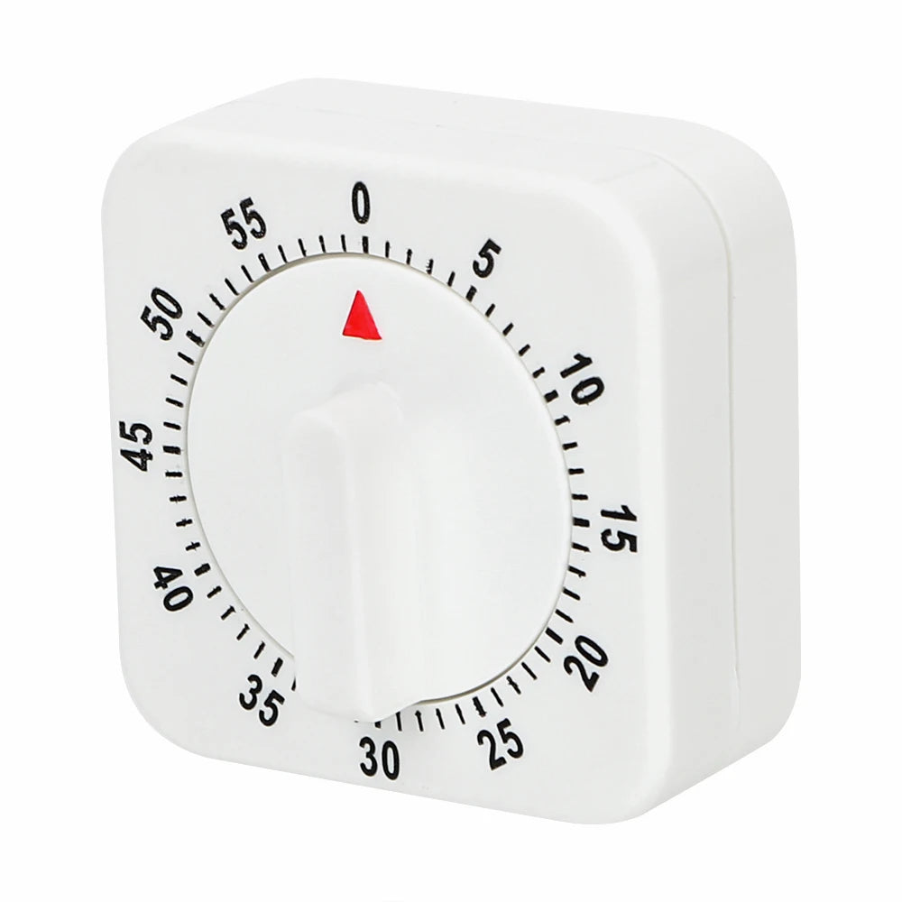 HILIFE Practical 60 Minutes Kitchen Timer Cooking Tools White Square Mechanical Timer Countdown Alarm Reminder