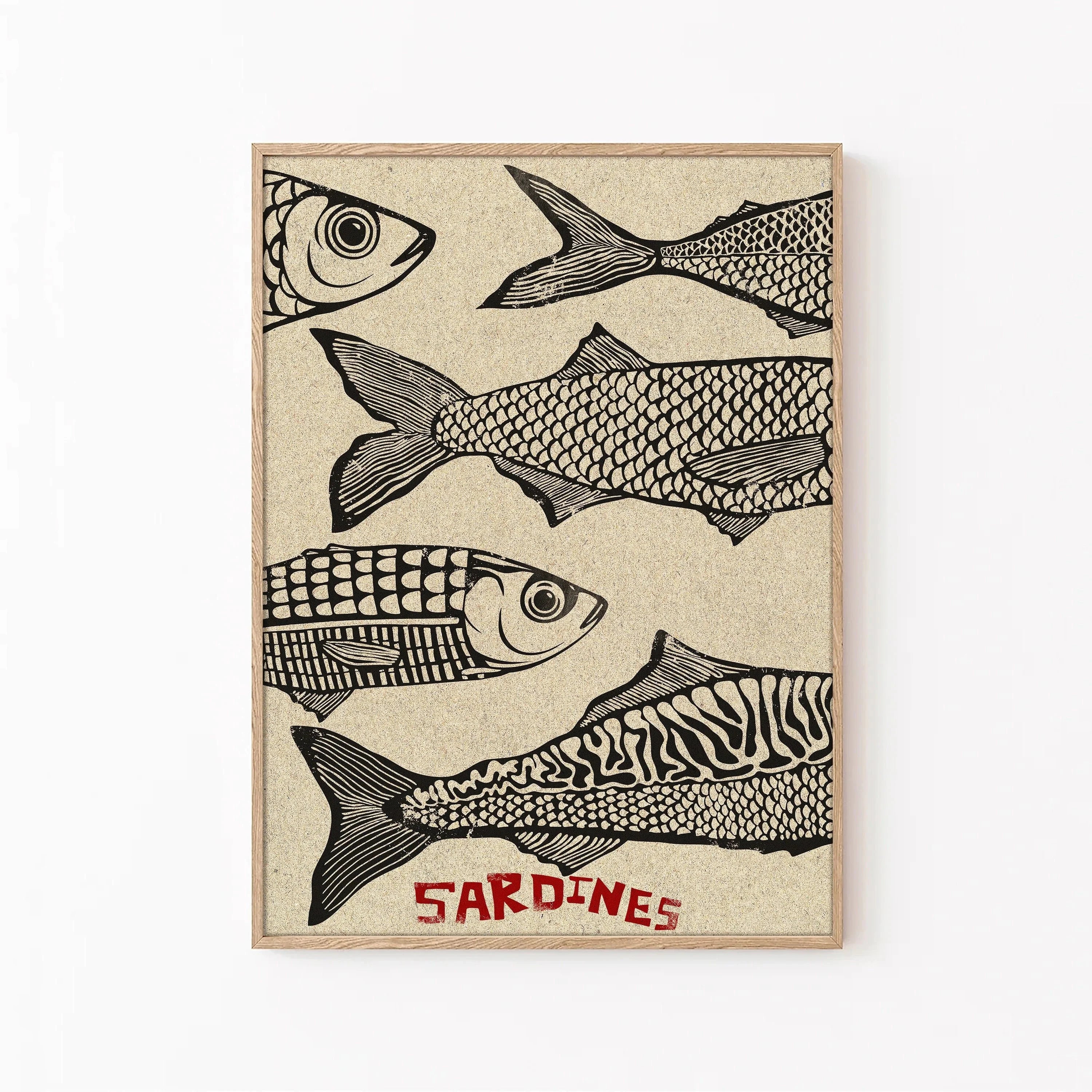 Pink Canned Sardines Canvas Print Sardine Fisherman Aesthetic Wall Art Poster for Modern Living Room Kitchen Home Decor Gifts