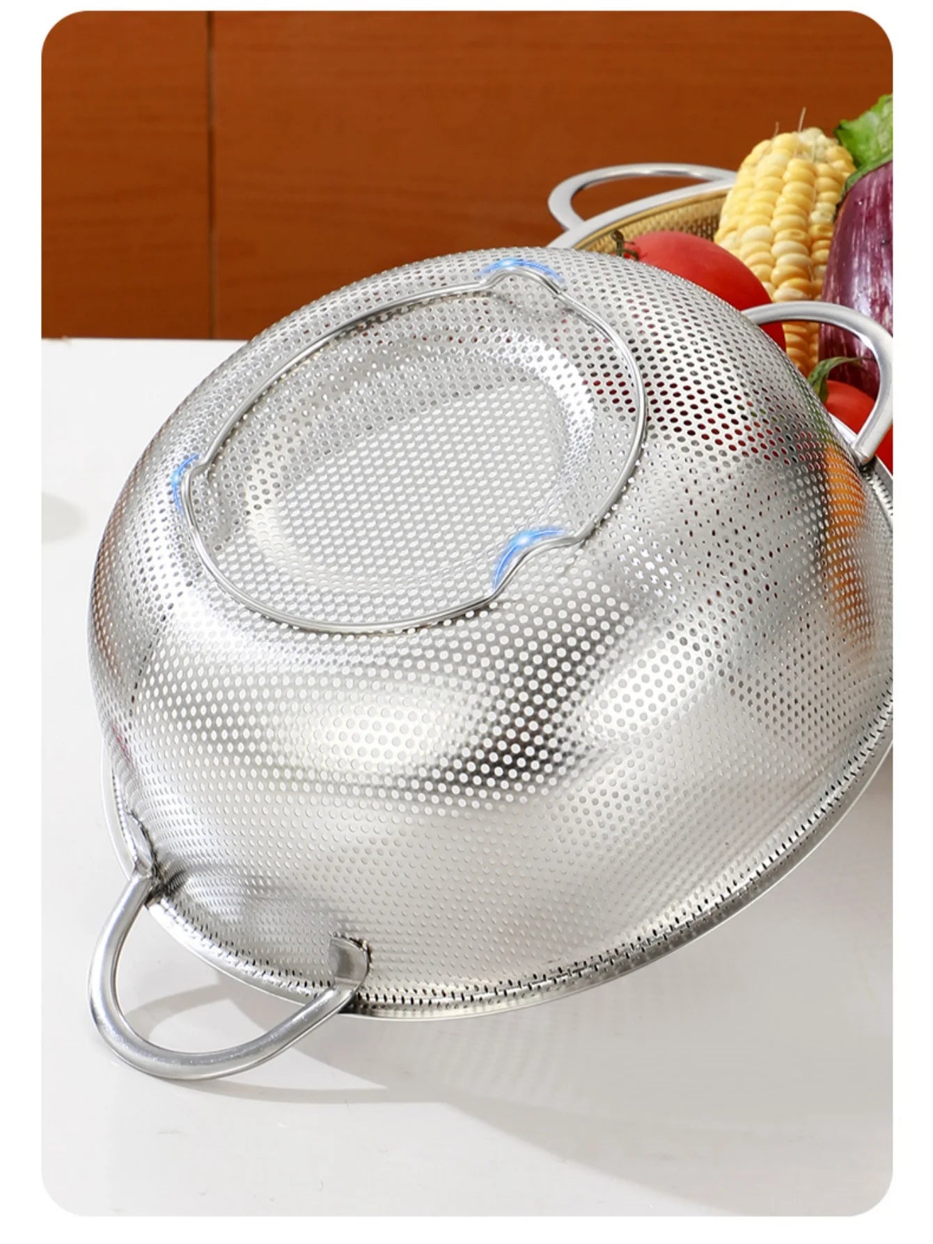 All Purpose Stainless Steel Fine Mesh Strainer Net Baskets with Handles Resting Base Colander Set Kitchen Supplies