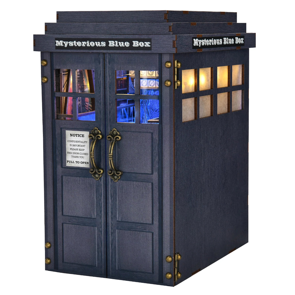 Book Nook Kit Mysterious Telephone Booth DIY Wooden Puzzle Handmade Bookshelf Dollhouse Model Bookend Building Home Decoration