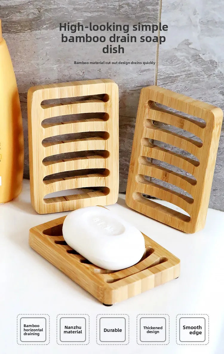 1 Pc Bamboo Soap Dish, Wood Bar Soap Holder for Shower, Trays Self Draining, Soap Saver for Shower Bathroom Kitchen