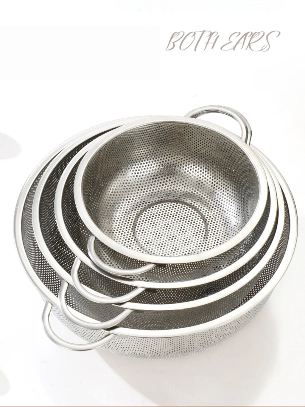 All Purpose Stainless Steel Fine Mesh Strainer Net Baskets with Handles Resting Base Colander Set Kitchen Supplies